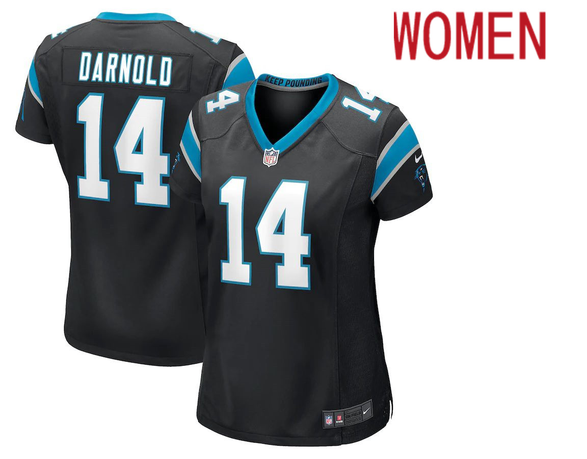 Women Carolina Panthers #14 Sam Darnold Nike Black Game NFL Jersey->women nfl jersey->Women Jersey